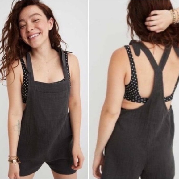 aerie Pants - AERIE VGUC Charcoal Muslin Gauzy Comfy Romper